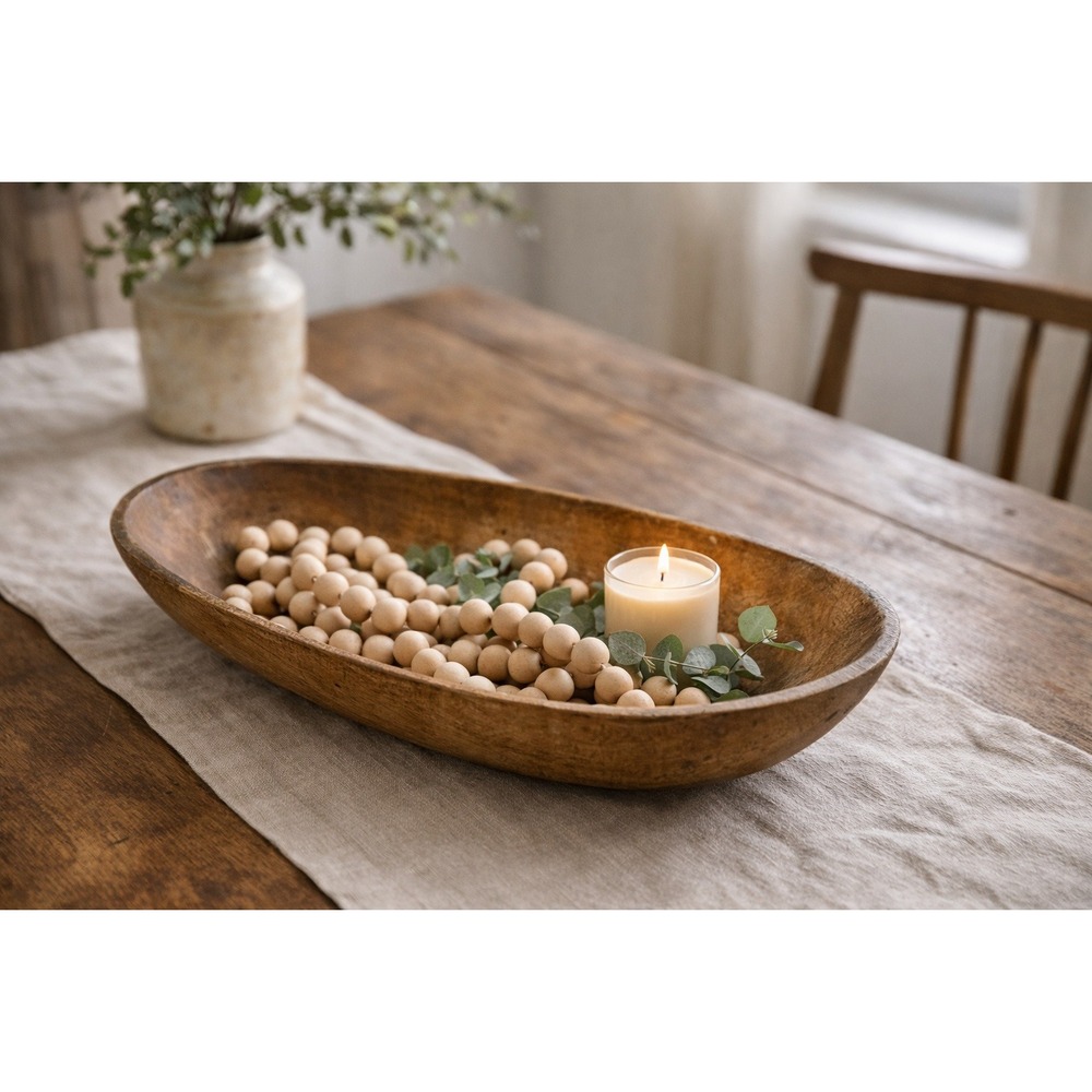 Hand Carved Wooden Dough Bowl Primitive Rustic Farmhouse‎ Decor Oval Wood Bowl - Picture 2 of 14